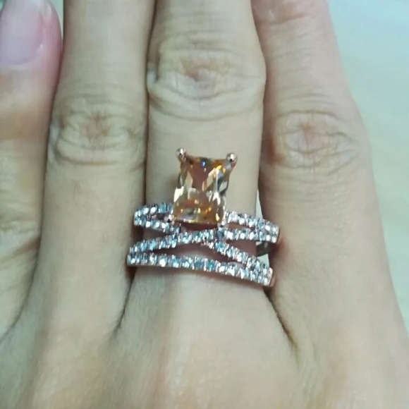 18K Rose Gold Plated Morganite Ring - Picture 2 of 12